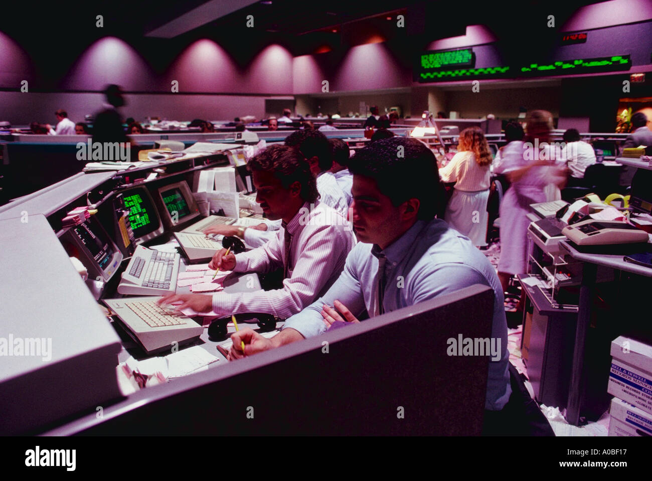 Trading floor of Pacific Stock Exchange in Los Angeles California Stock