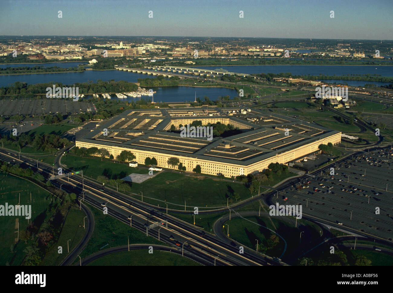Aerial View of the Pentagon with the Potomac River in the background Washington DC BC 33880 Stock Photo