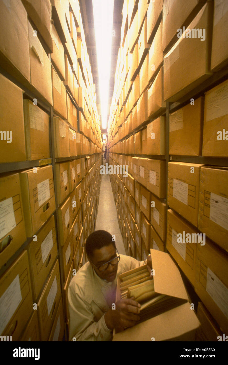 Storage of government documents in warehouse in Maryland AA13319 Stock Photo