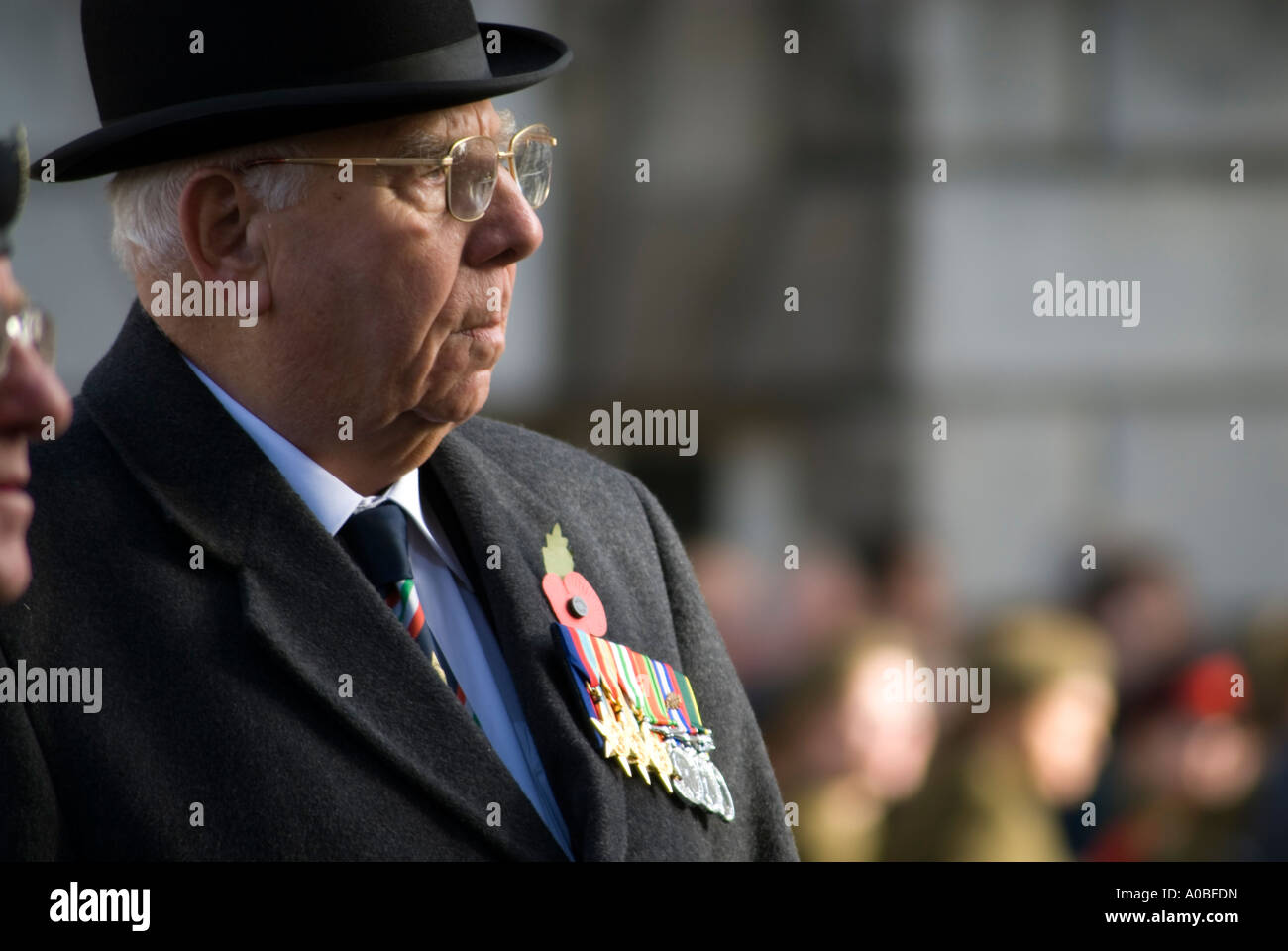 Ex serviceman at the remembrance day Sunday parade London England UK Stock Photo