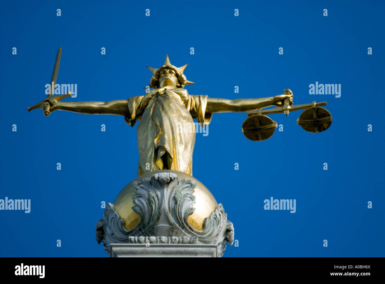Statue of Lady Justice atop the Old Bailey London, England, UK Stock