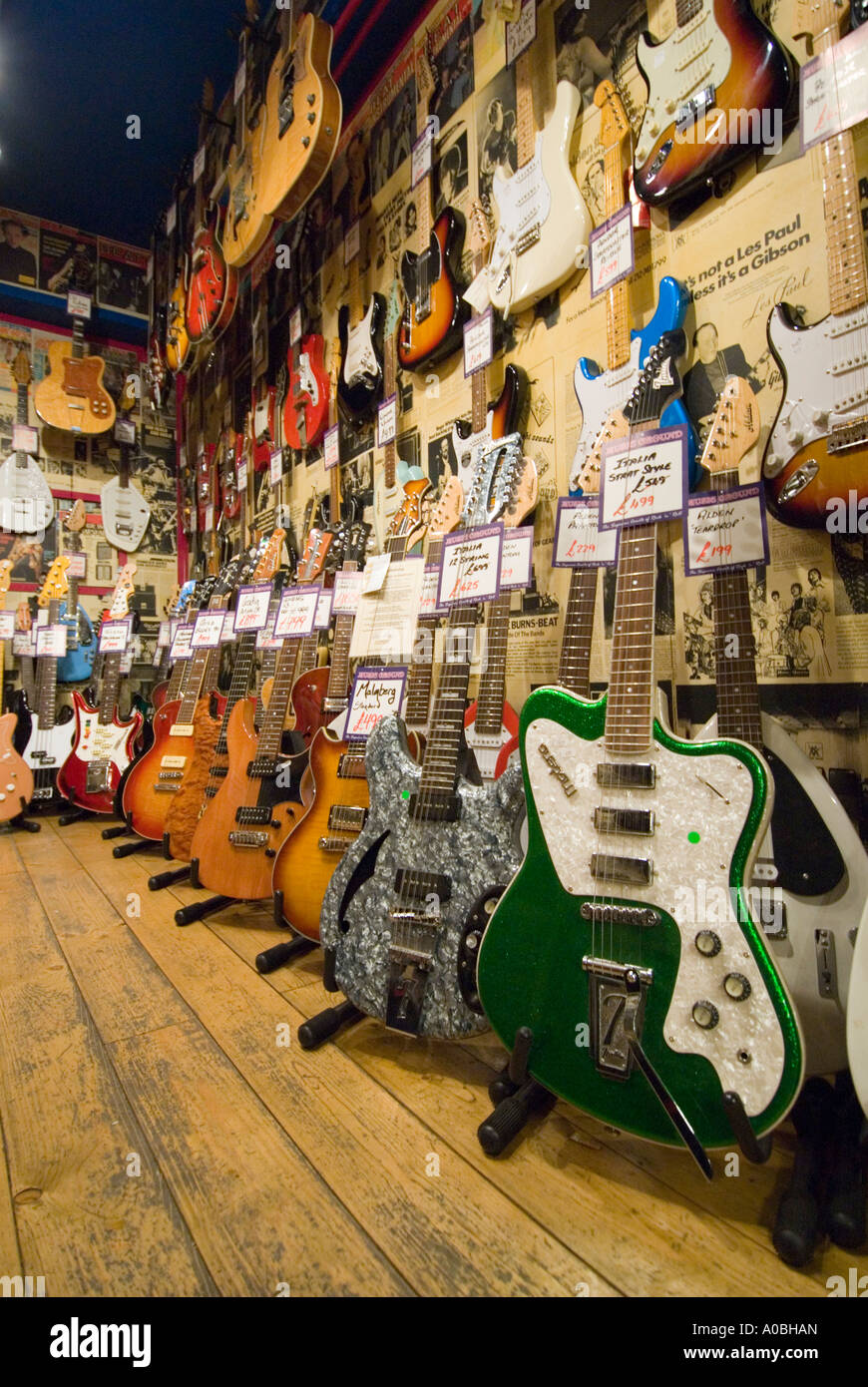 Electric guitars in Andy's guitar shop in Denmark Street London ...