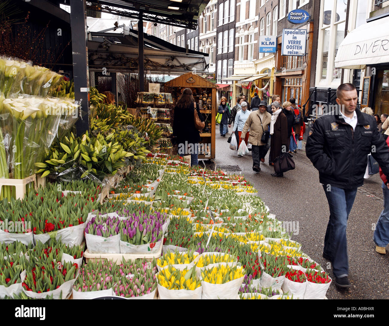 Flower vendor Floating Flower Market Amsterdam Netherlands Stock Photo