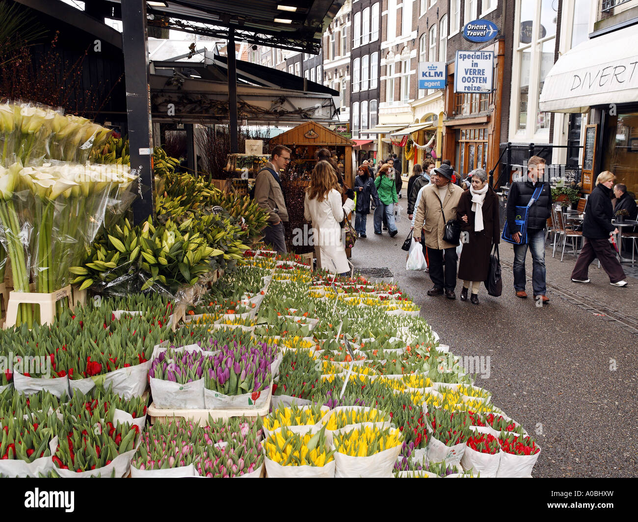 Flower vendor Floating Flower Market Amsterdam Netherlands Stock Photo