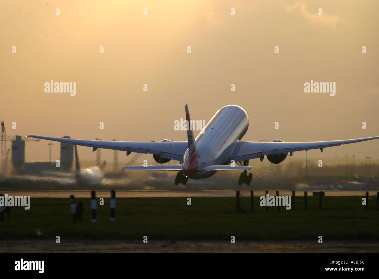 British Airways Boeing 777 taking off at London Heathrow Airport UK Stock Photo