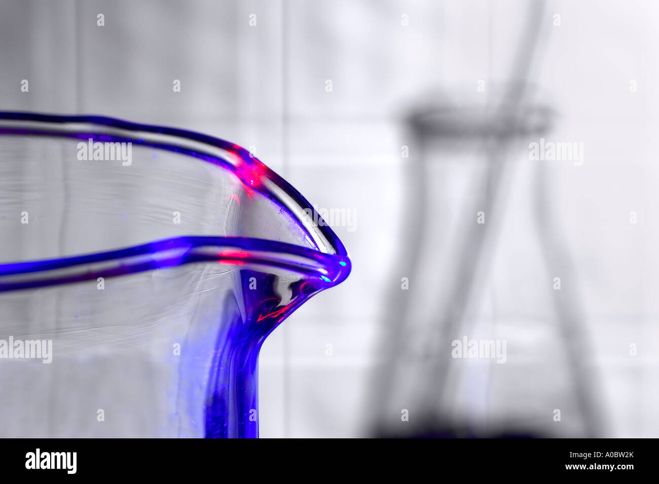 Glass Beaker Detail In Lab Stock Photo Alamy