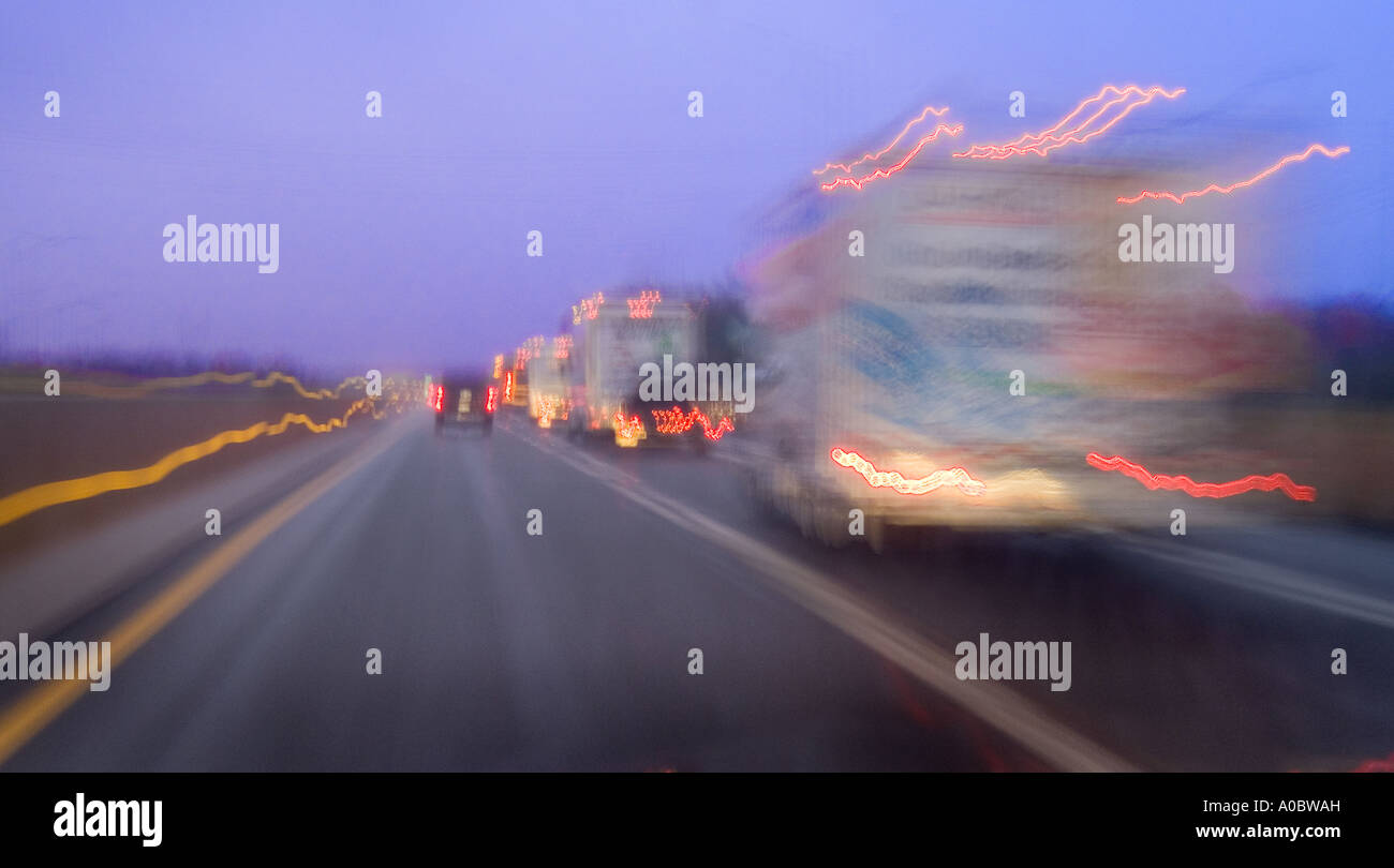 Cars Trucks & Lorries Speeding On Highway USA Stock Photo