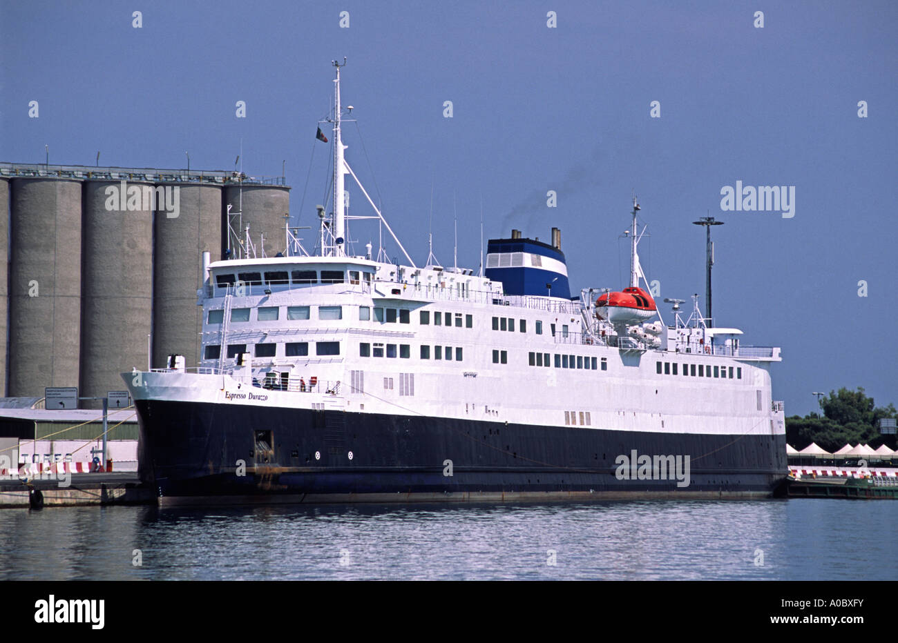 The Italian ferry Espresso Durazzo of D&P Ferries in the Port of Bari Italy Stock Photo