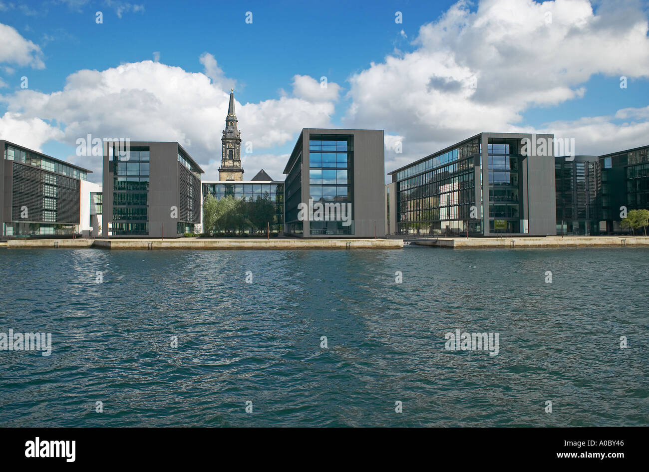 Nordea Bank headquarters buildings and canal, Christianhavn, Copenhagen, Denmark, Europe Stock Photo