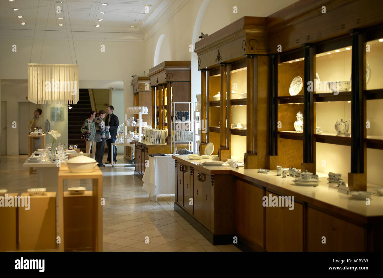 Interior of "Royal Copenhagen Porcelain" factory shop, Copenhagen ...