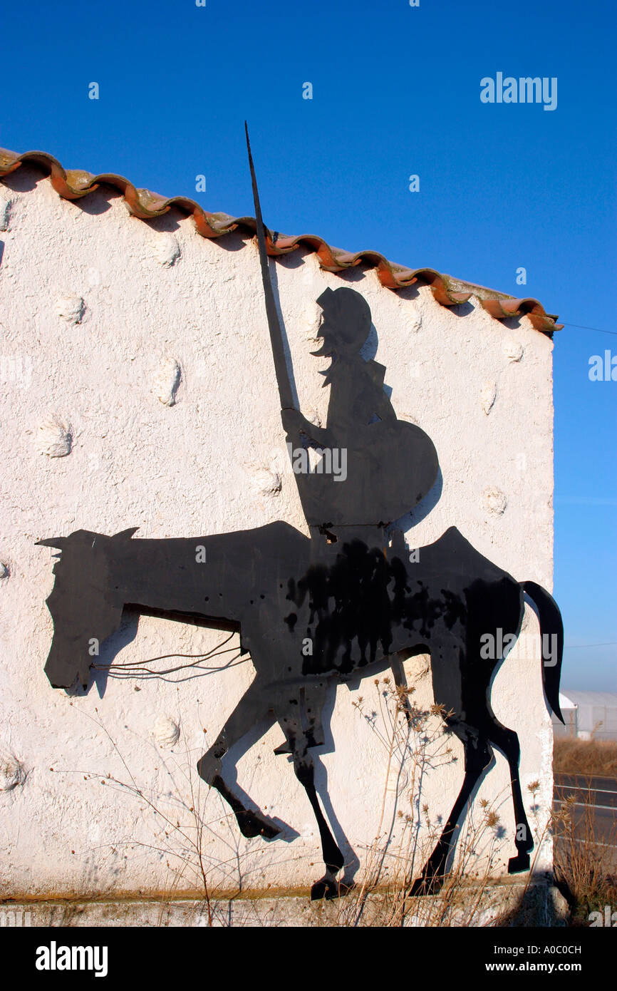 Don Quijote Wall relief in Puerto Lapice, Castilla-La Mancha, Spain, Europe Stock Photo