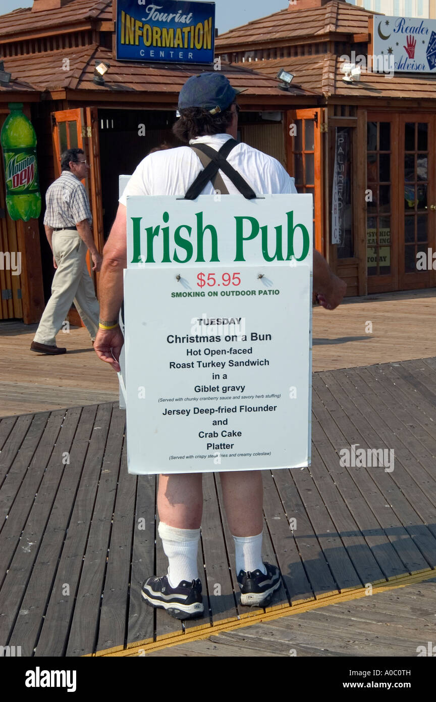 Man advertising  Irish Pub , Atlantic City, New Jersey, USA Stock Photo