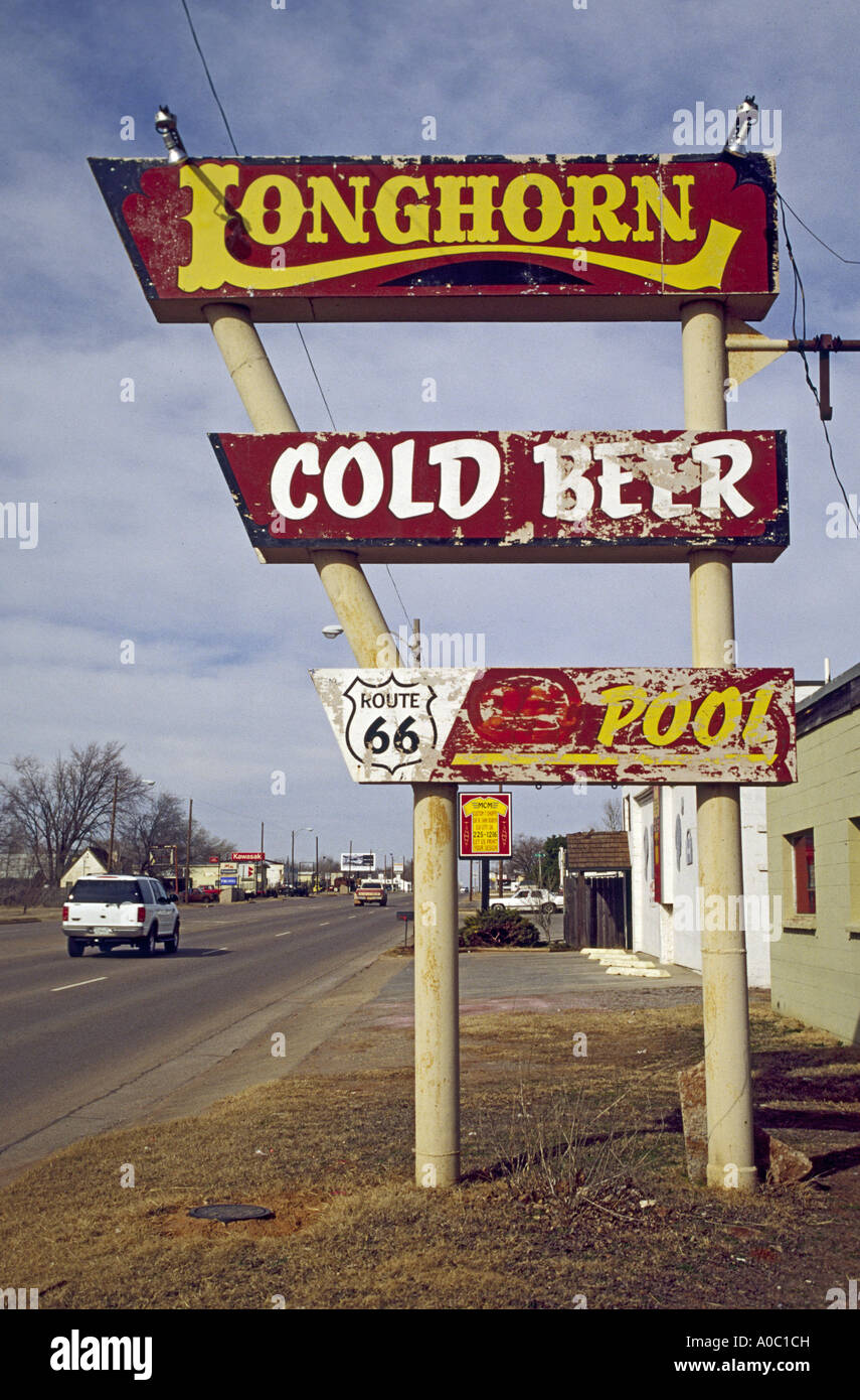 Sign at liquor bar on Route 66, Elk City, Oklahoma, USA Stock Photo Alamy