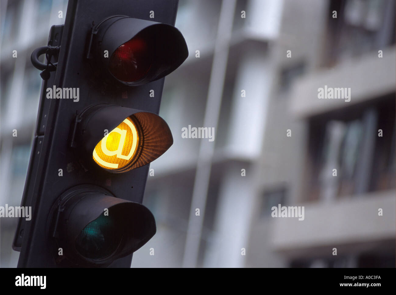 Traffic Lights at amber Stock Photo