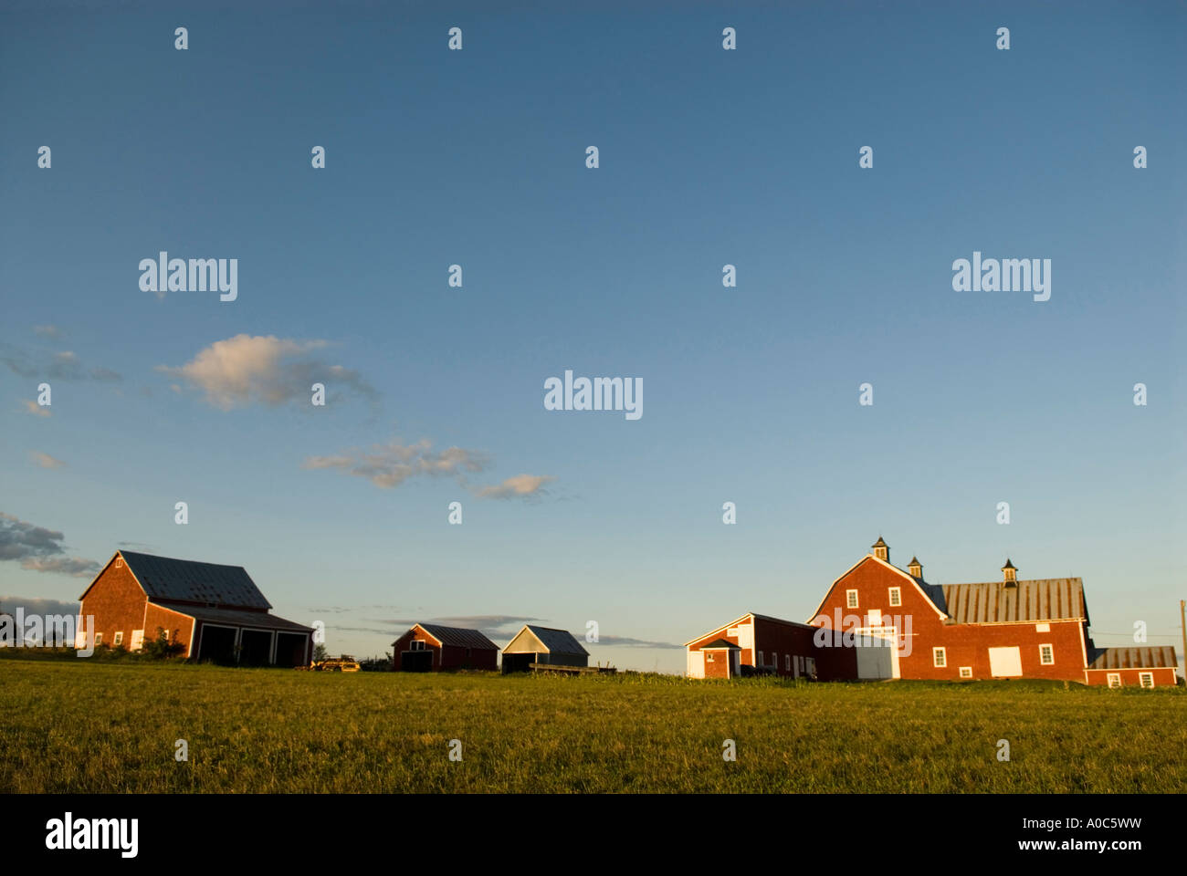 Stock photos of large red barn at sunset late in summer Stock Photo - Alamy