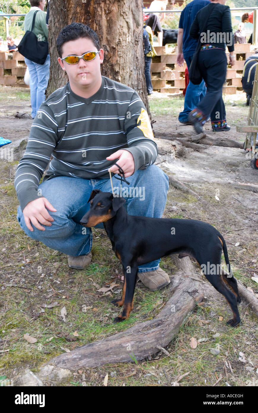 Competitor At A Dog Show In Southern Tasmania Australia With His Stock Photo Alamy