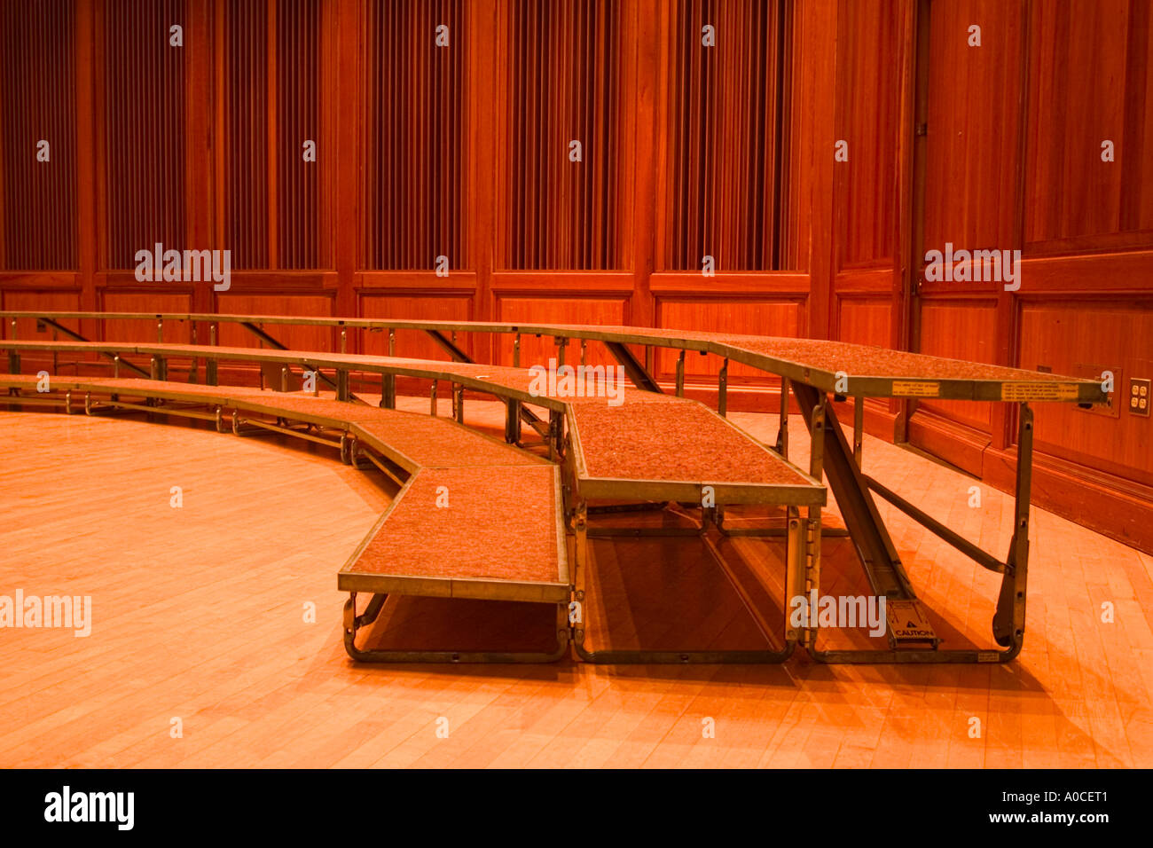 Portable risers in a college auditorium Stock Photo Alamy