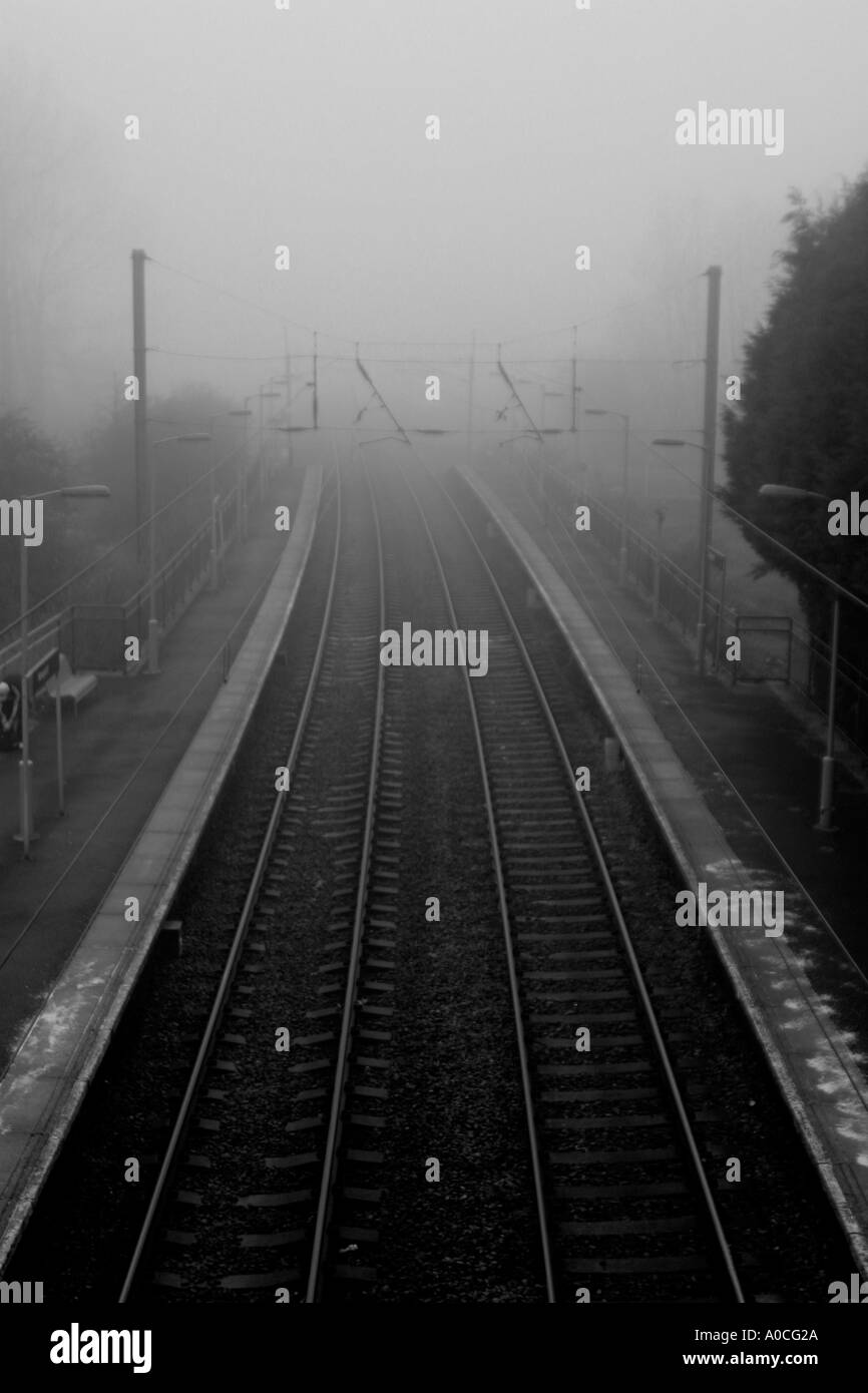 Loneliness railway platform Black and White Stock Photos & Images - Alamy