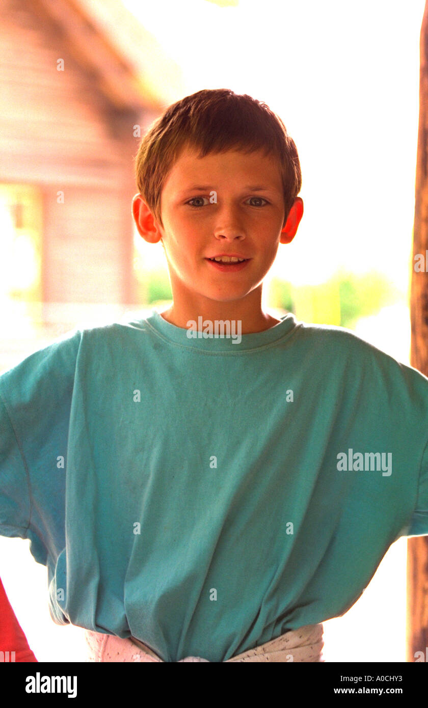 Alert enthusiastic Polish boy age 12. Ancient Slavic Settlement