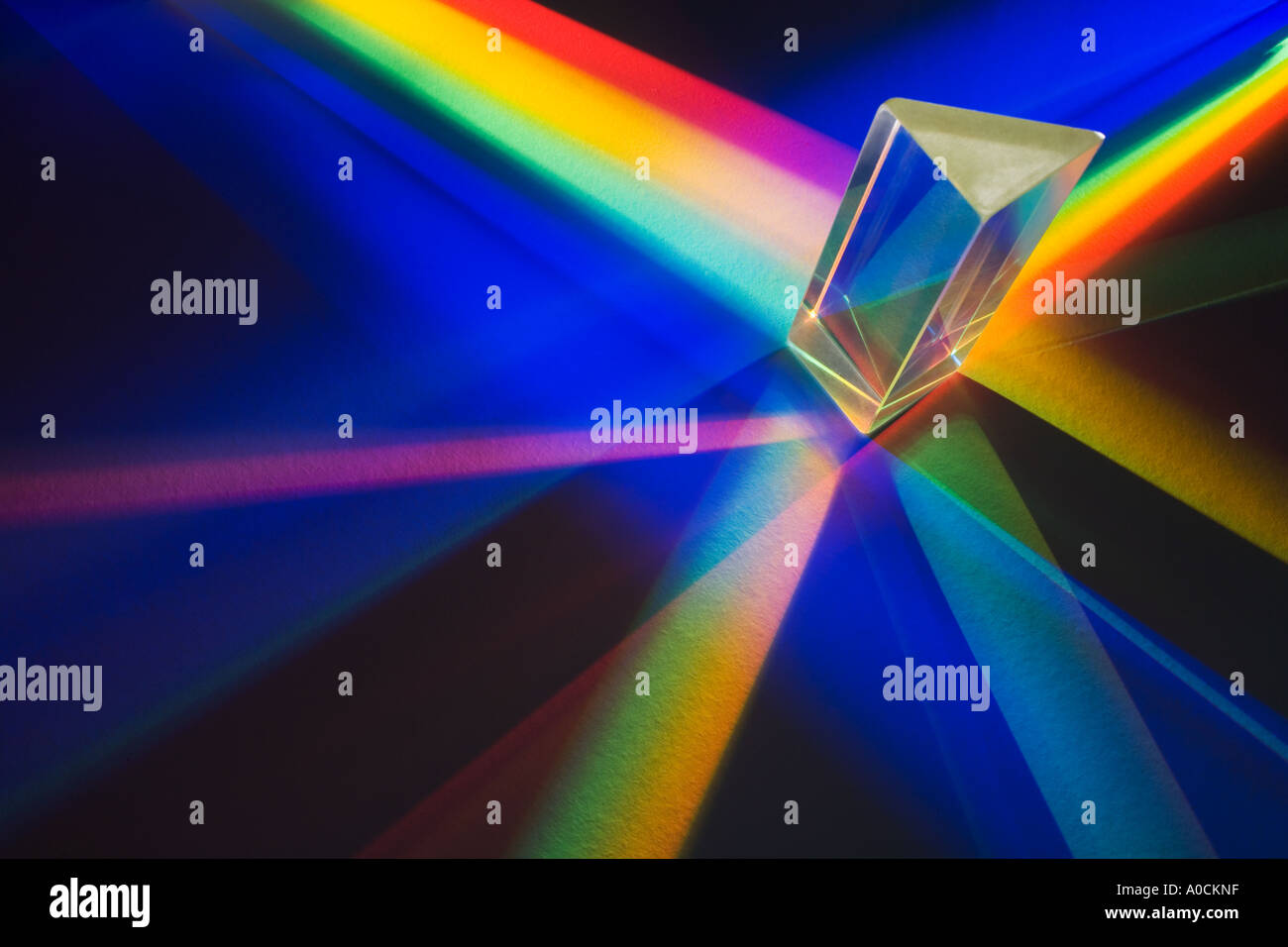 Light passing through a prism Stock Photo