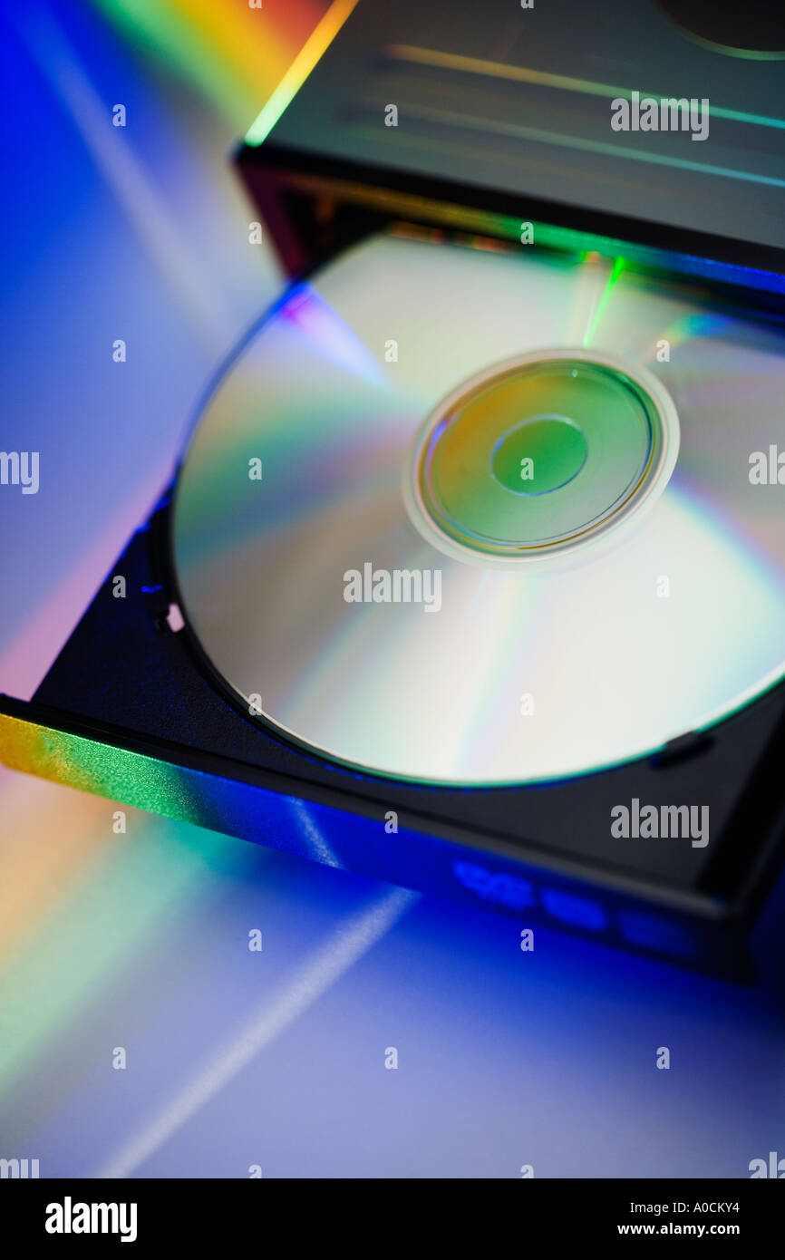 Still life of disc in computer drive Stock Photo Alamy