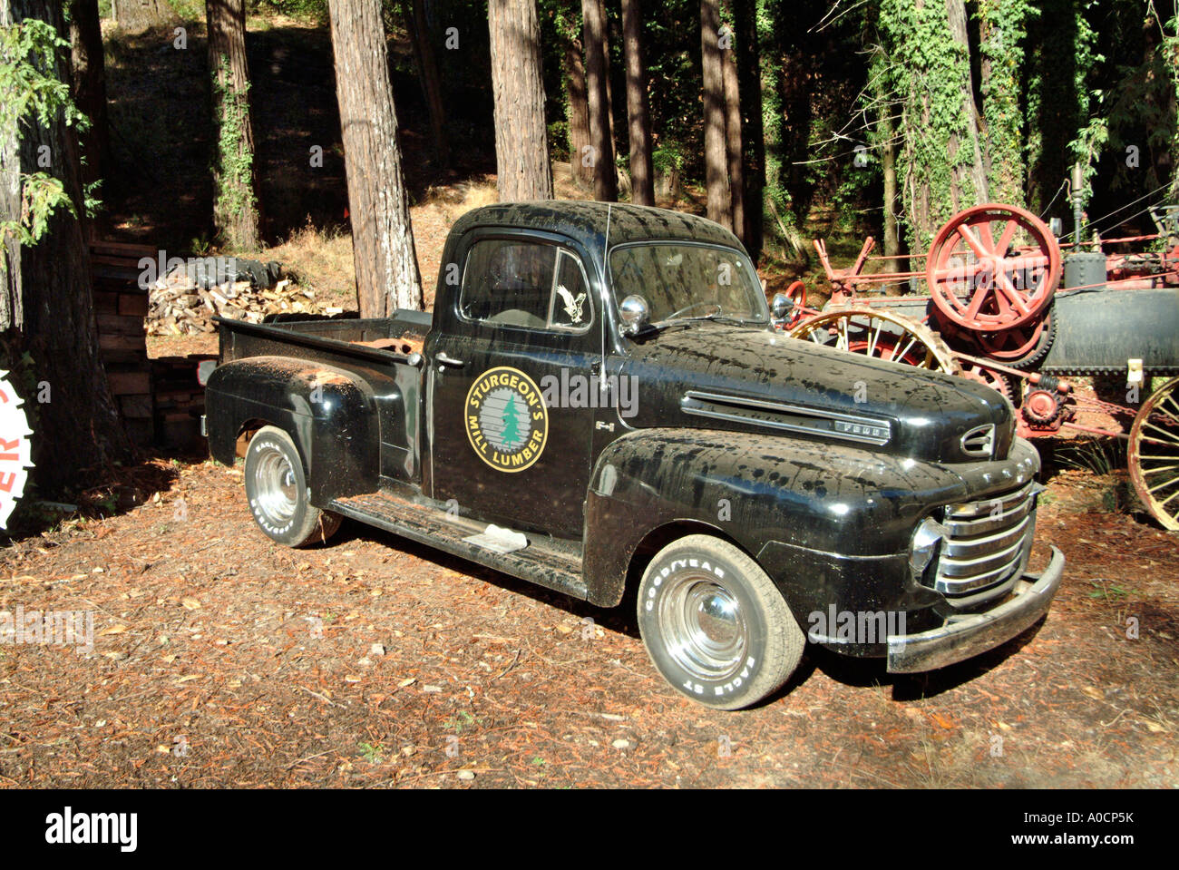 An Old Dusty Antique Black Ford F 1 Pickup Truck Used At
