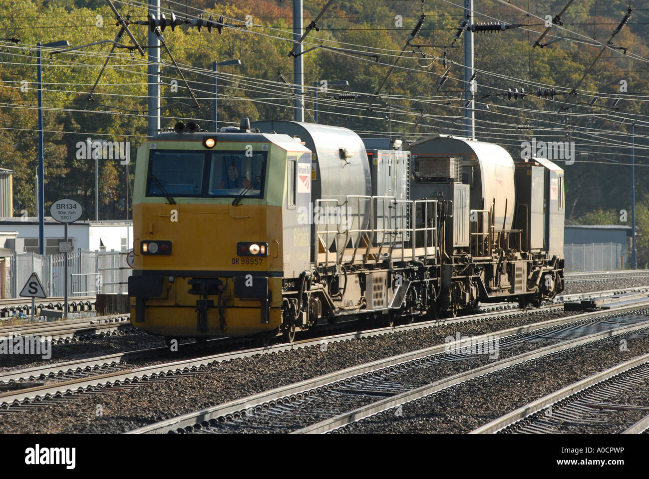 Network Rail track cleaning train DR98957 Stock Photo Alamy