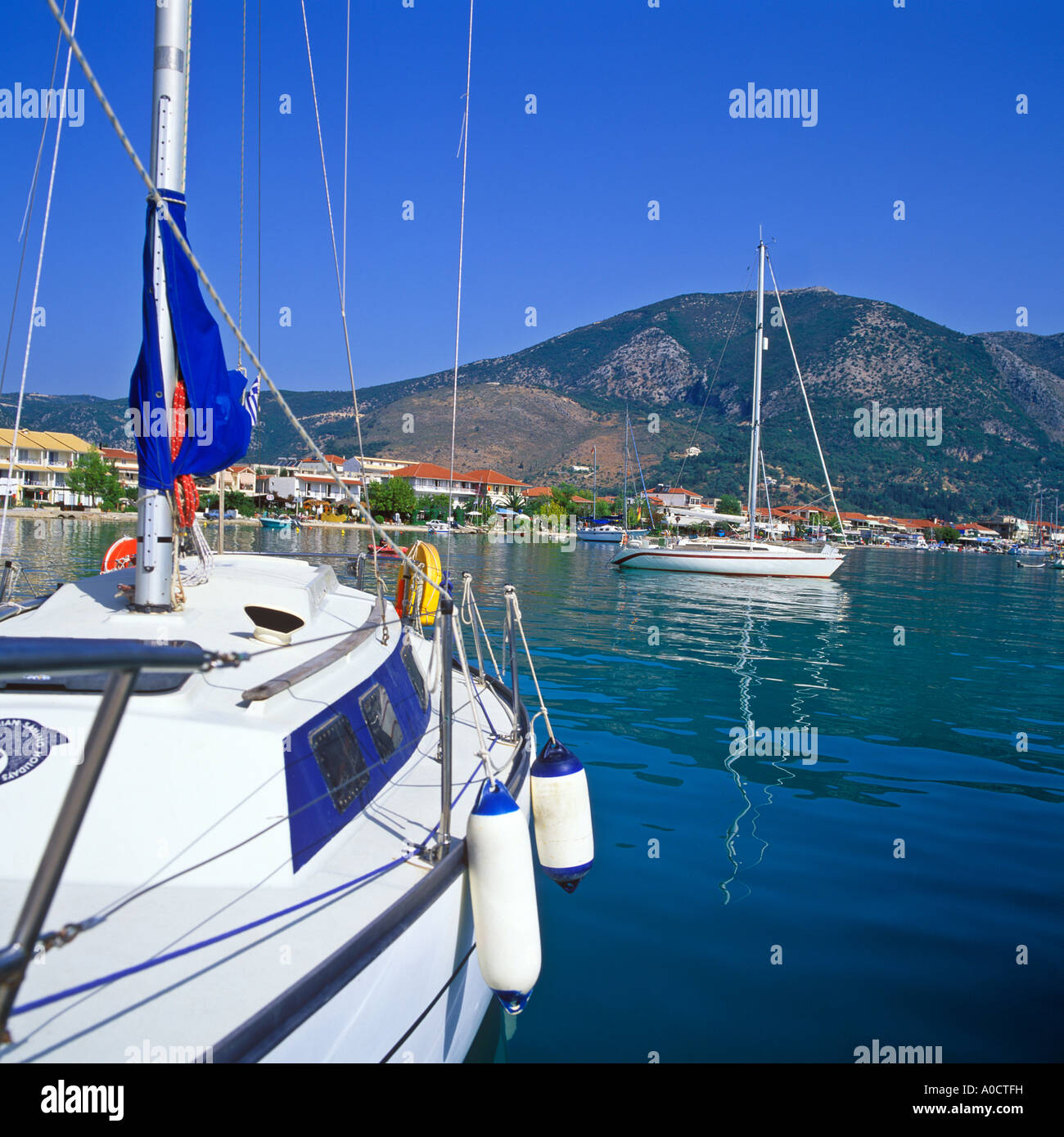 SAILING BOATS IN HARBOUR NIDRI LEFKAS GREECE Stock Photo Alamy