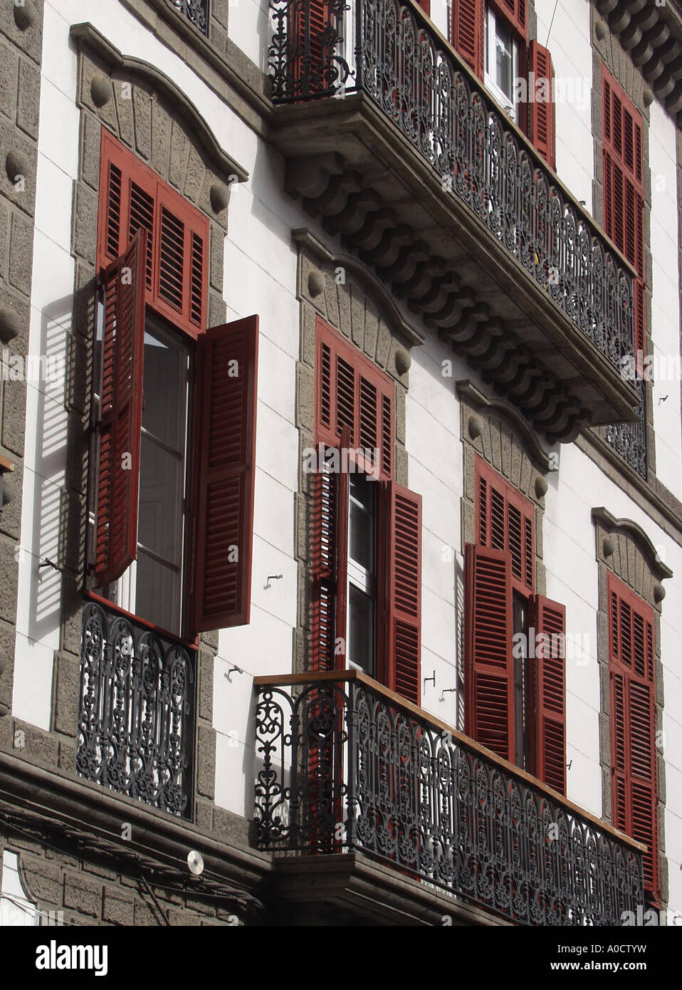 Spanish Shuttered Windows Stock Photo Alamy
