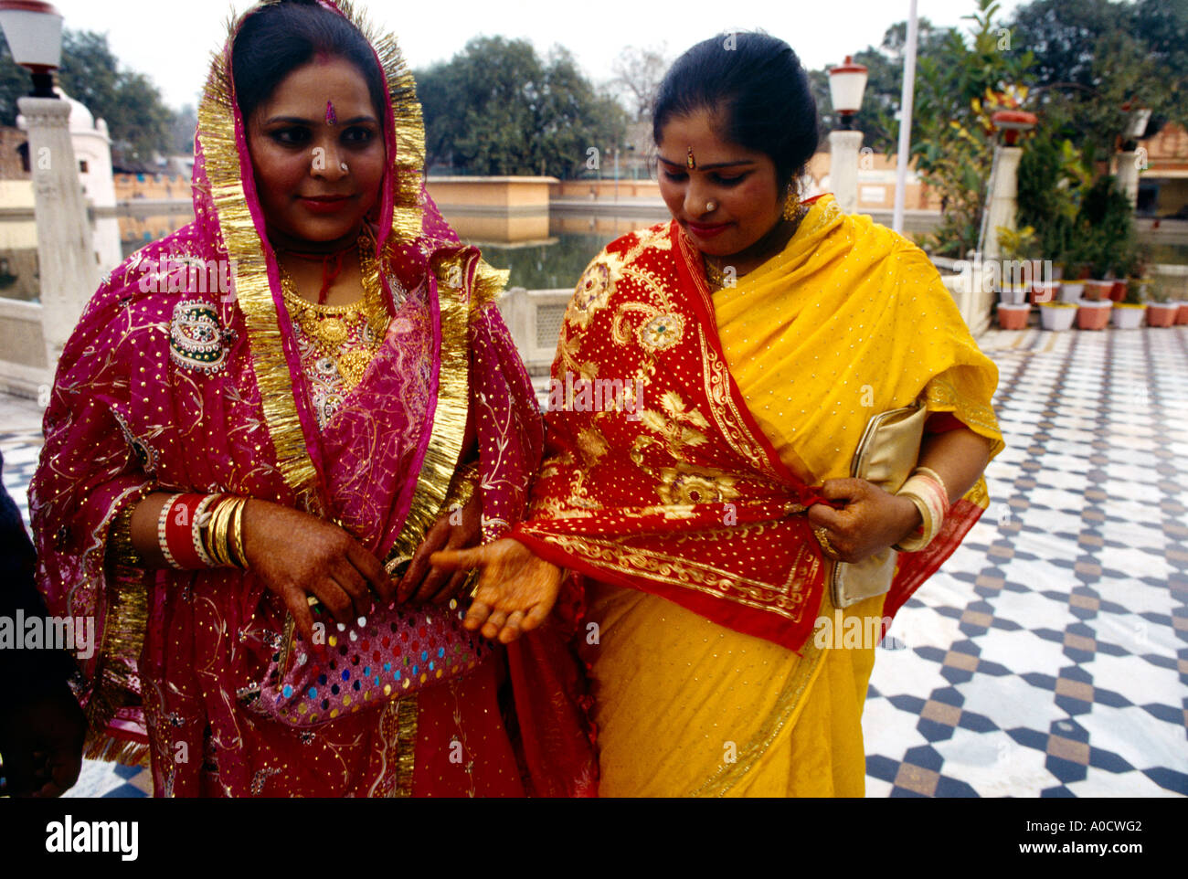 Amritsar India Durgiana Hindu Temple Bride & Mother  Palu Stock Photo