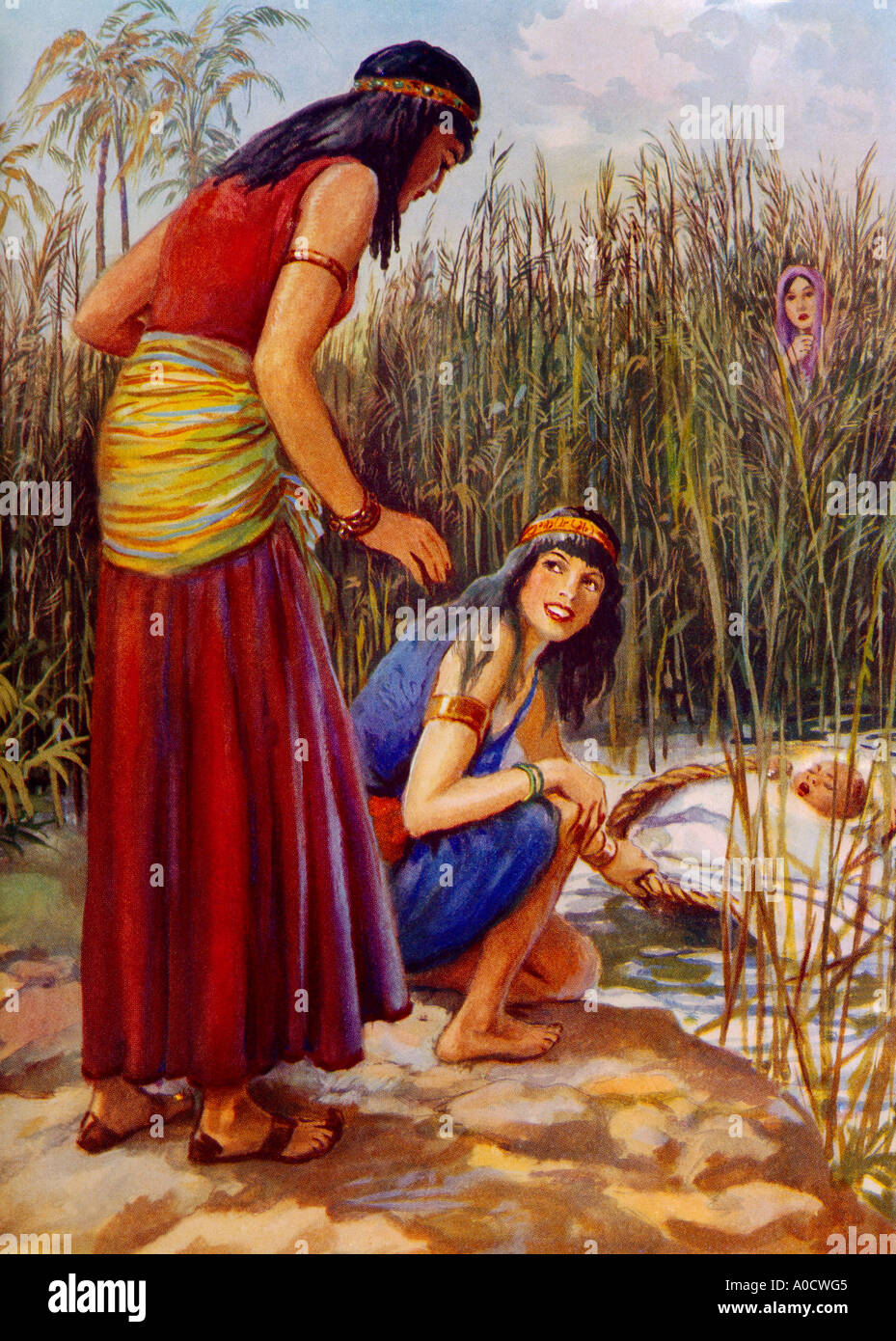 The Baby Moses Is Found By Pharoah's Daughter Painting By Henry Coller Bible Story Stock Photo
