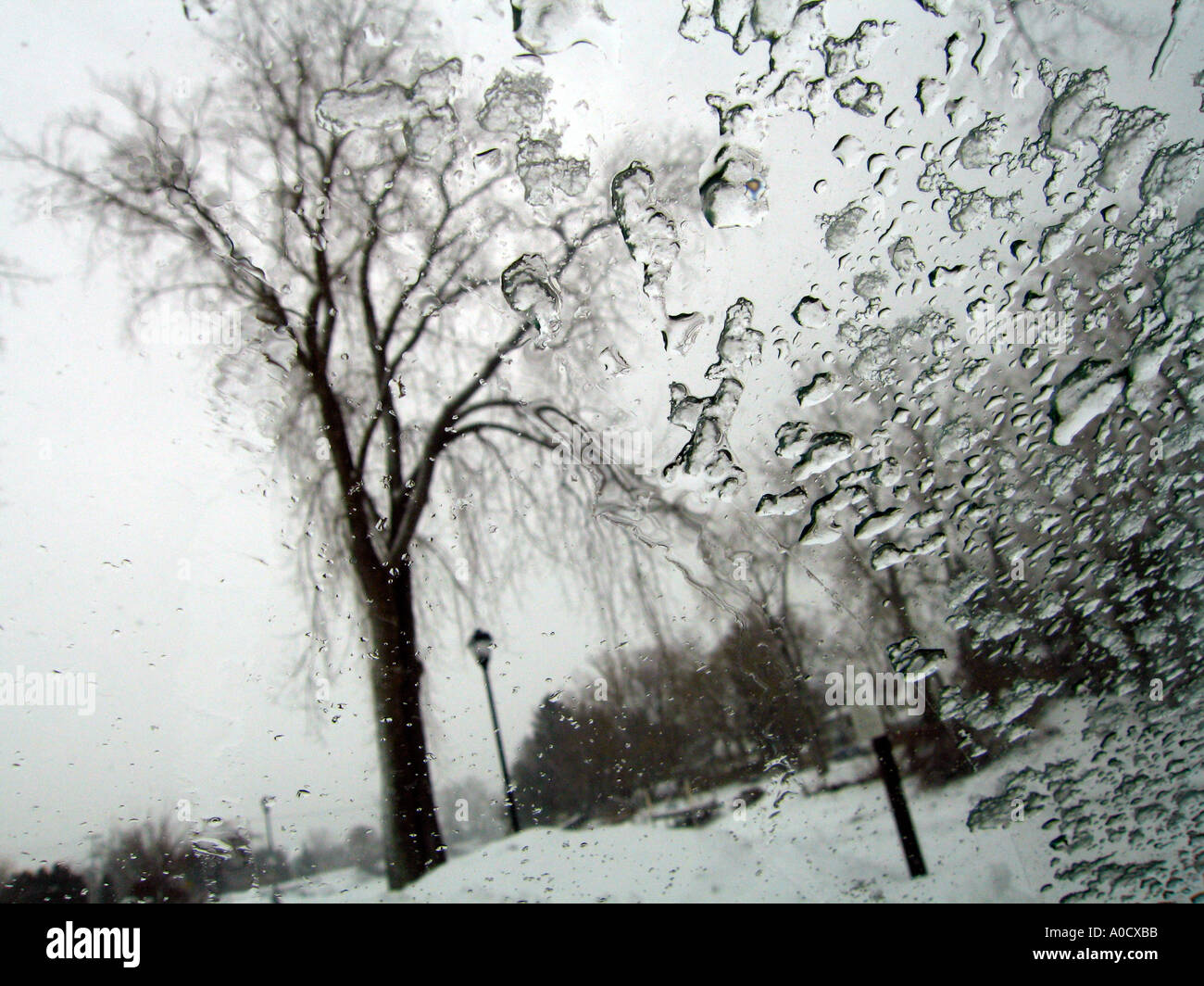 Winter scene through window Stock Photo - Alamy