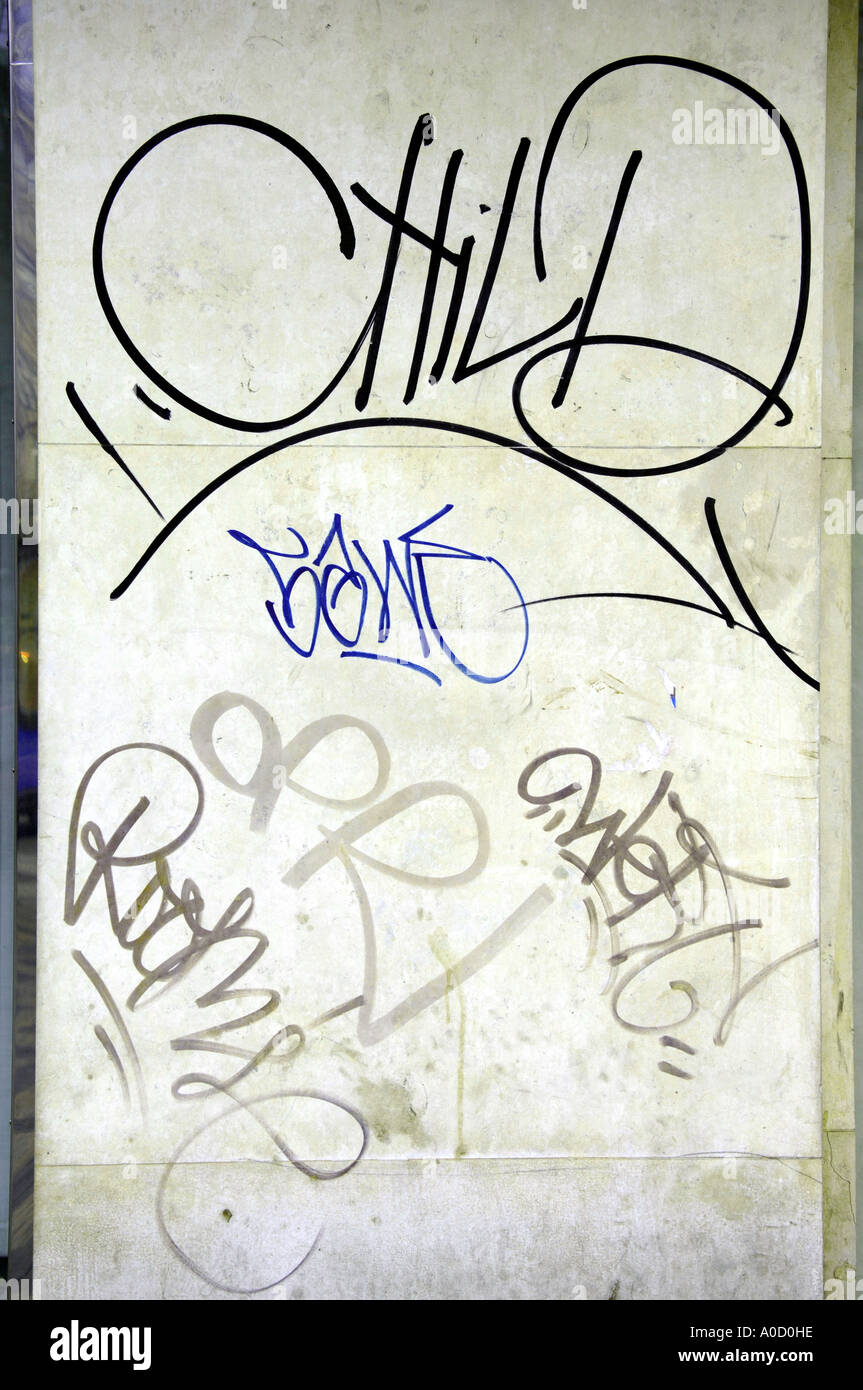 child tag tagging graffiti grafs names Stock Photo