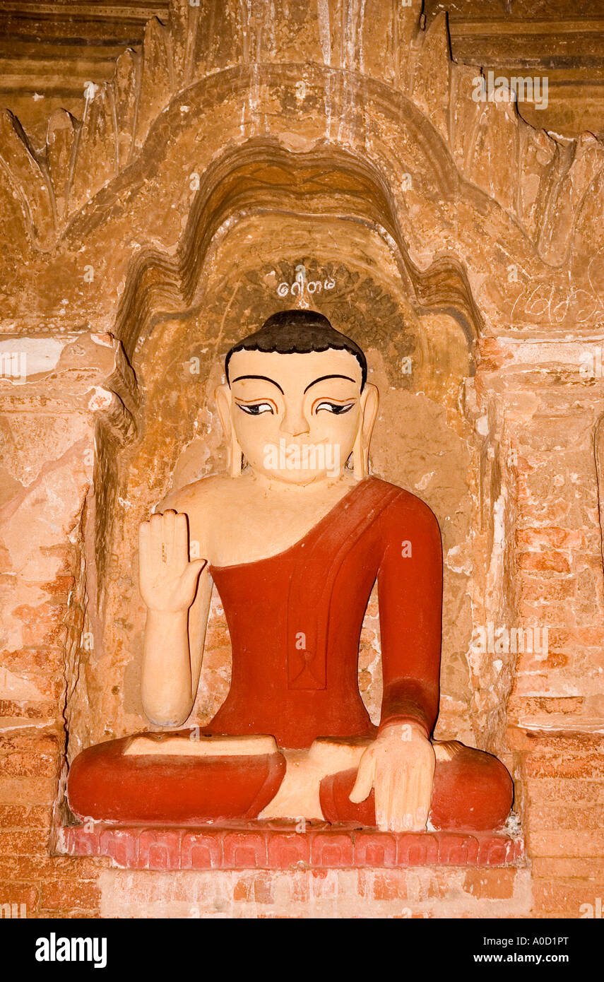 Stock photograph of a stylized Buddha Image at Khay min gha Pahto at Bagan in Myanmar 2006 Stock Photo