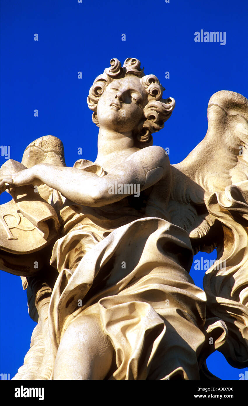 Italy Rome Ponte Sant Angelo Angel sculpture by Bernini Stock Photo