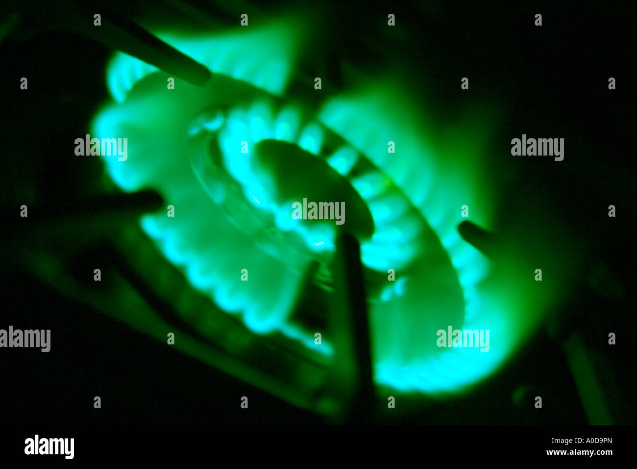 Green Gas Flame Stock Photo Alamy