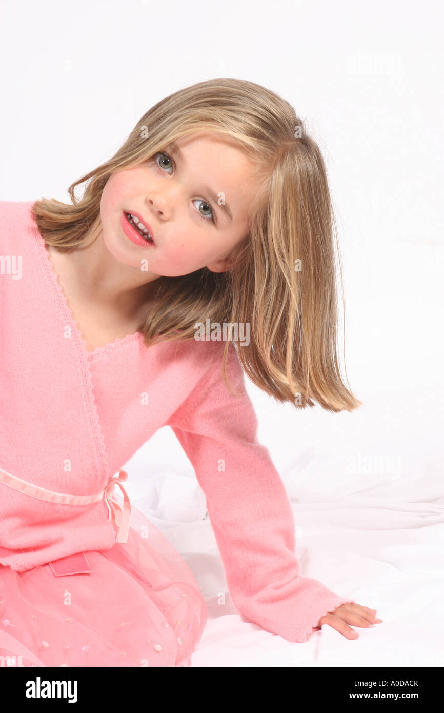 A portrait of a young girl around four years of age. Stock Photo