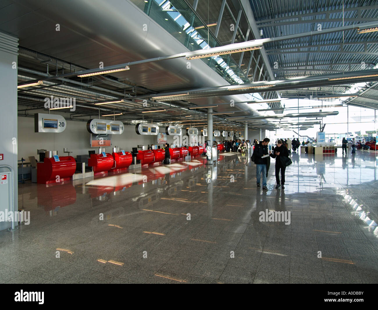 The very modern and brand new Eindhoven Airport check in hall the Netherlands Stock Photo