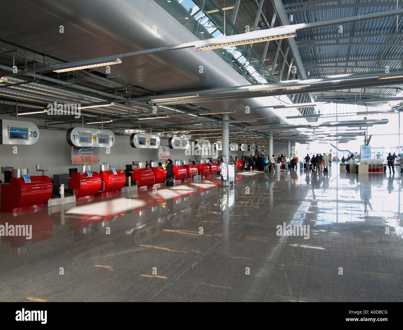 The very modern and brand new Eindhoven Airport check in hall the Netherlands Stock Photo