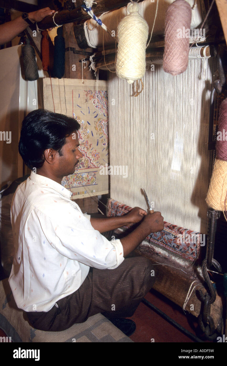 Carpet weaver in India Stock Photo Alamy