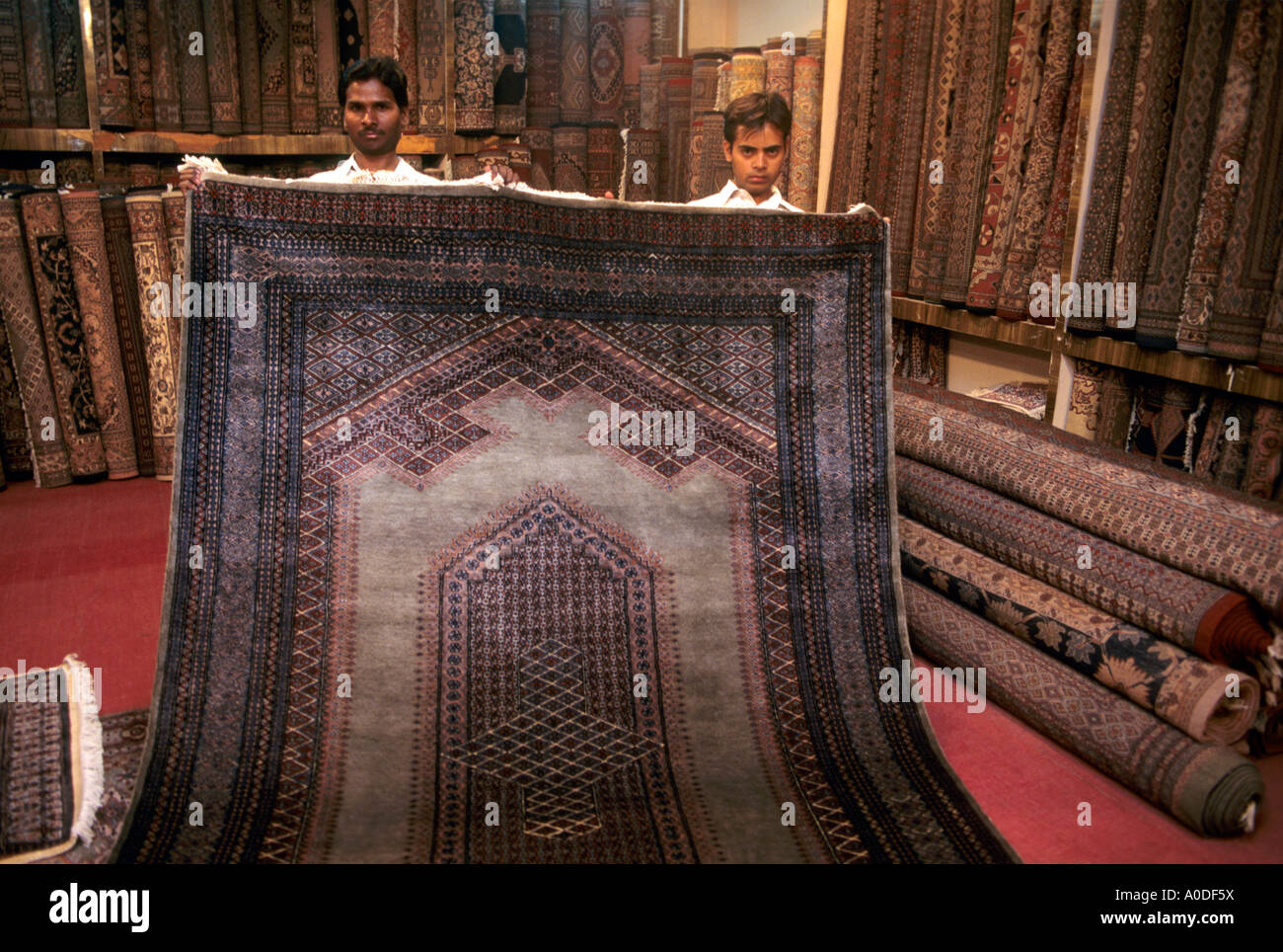 Carpet weavers in India Stock Photo Alamy