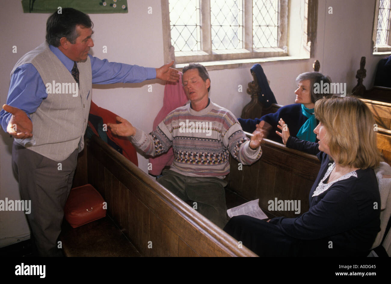 Religious Trance speaking in tongues Uk Church of St Saint Nicolas Ashill Norfolk  1990s HOMER SYKES Stock Photo