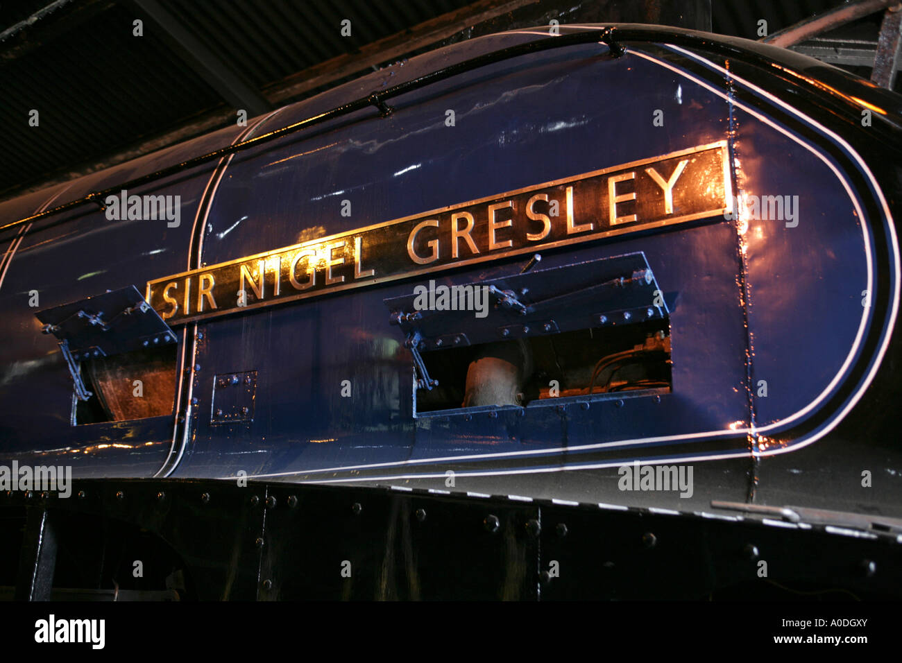 Sir Nigel Gresley Steam Train at the Railway Museum, York, UK Stock Photo