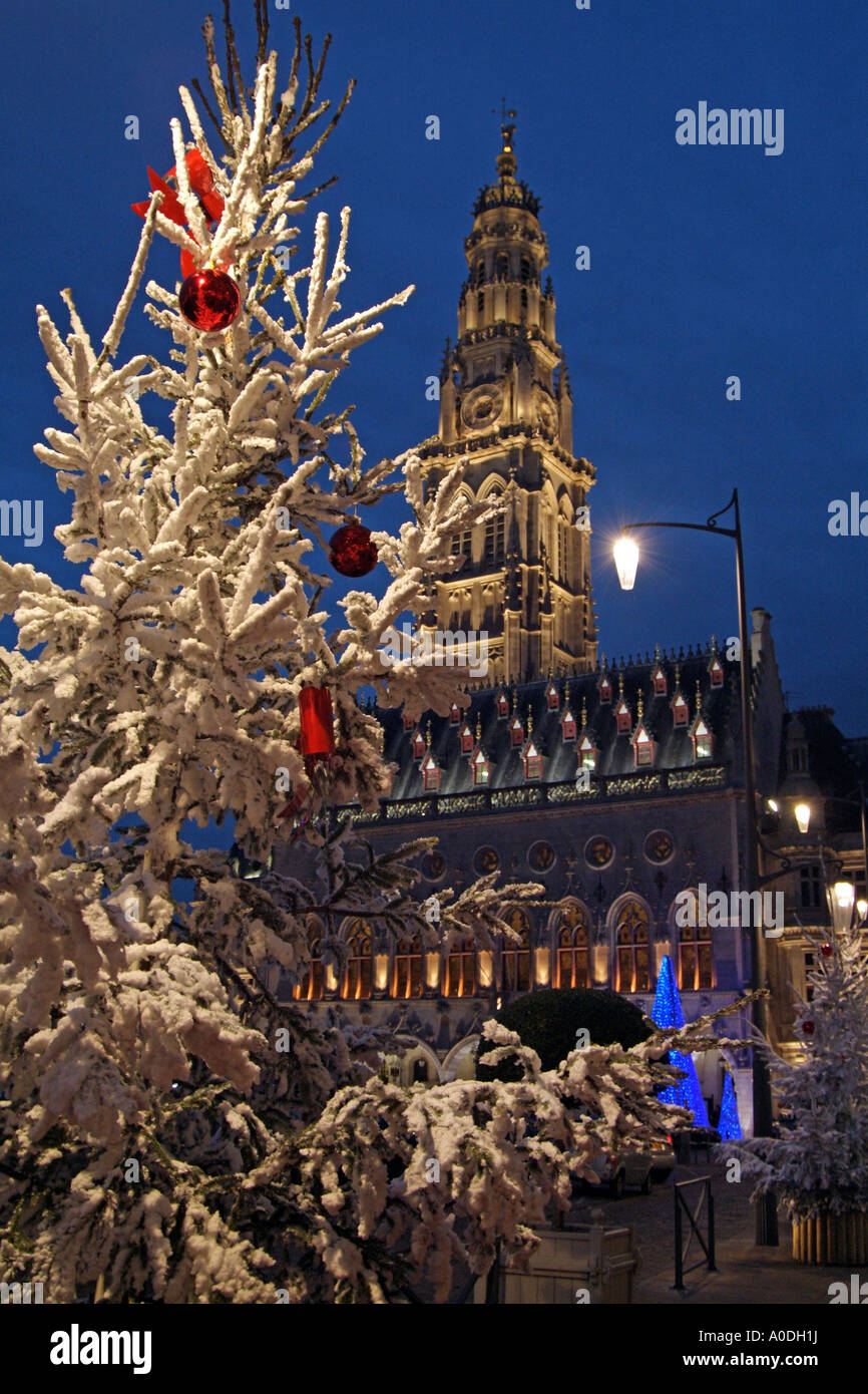 Christmas tree scene on the Place des Heros in Arras northern France ...