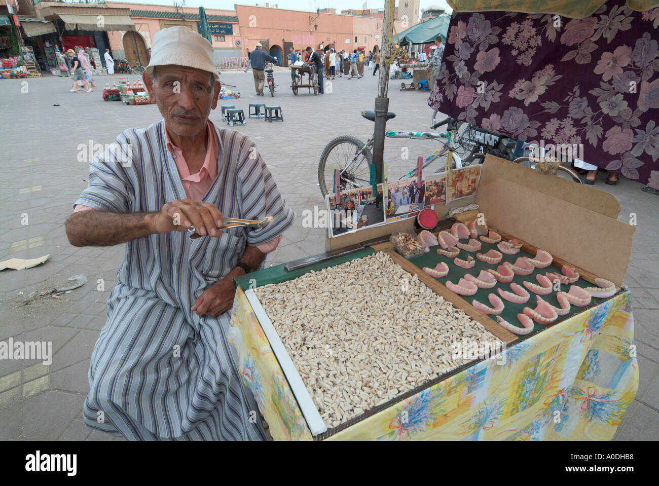 street dentist in marrakesh market morroco Stock Photo