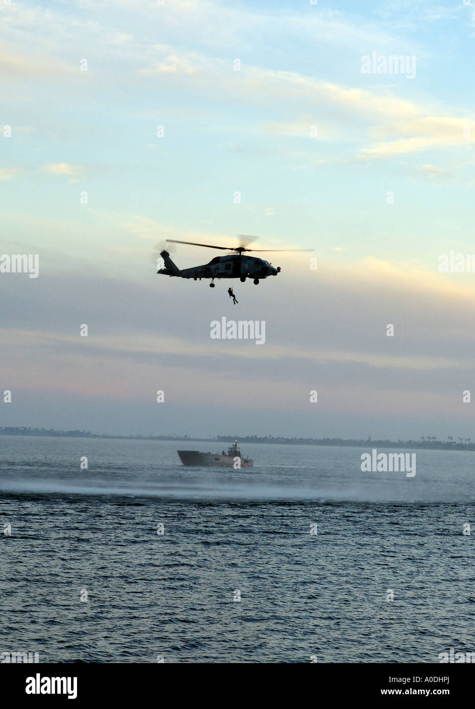 Military Exercise in San Diego Harbour, California Stock Photo