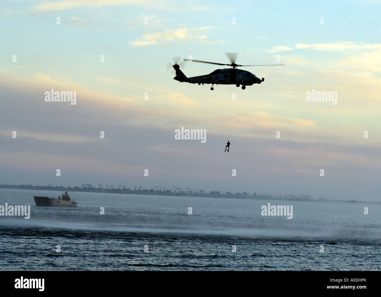 A Landscape Photograph of a Military Exercise Being Undertaken in San Diego, California Stock Photo