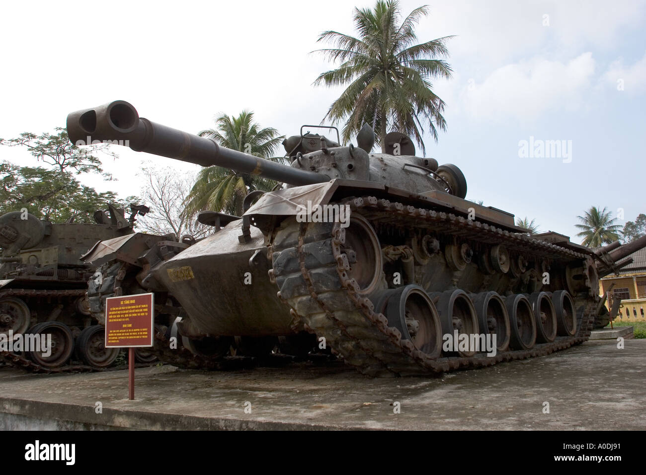 Vietnam Central Hue history war General Museum display of American armour M48 Tank Stock Photo