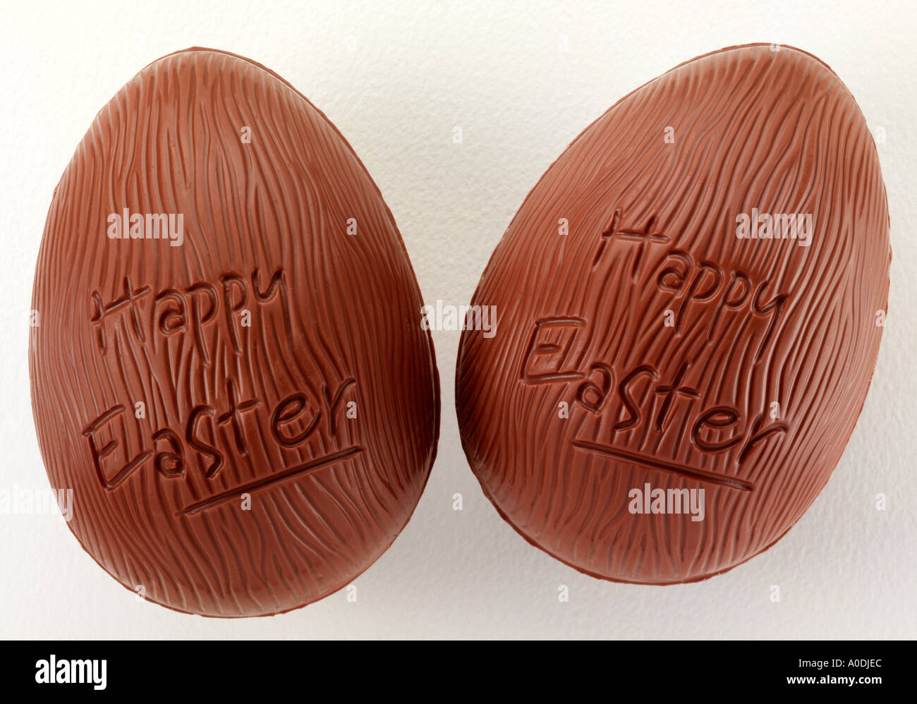 TWO CHOCOLATE EASTER EGGS Stock Photo