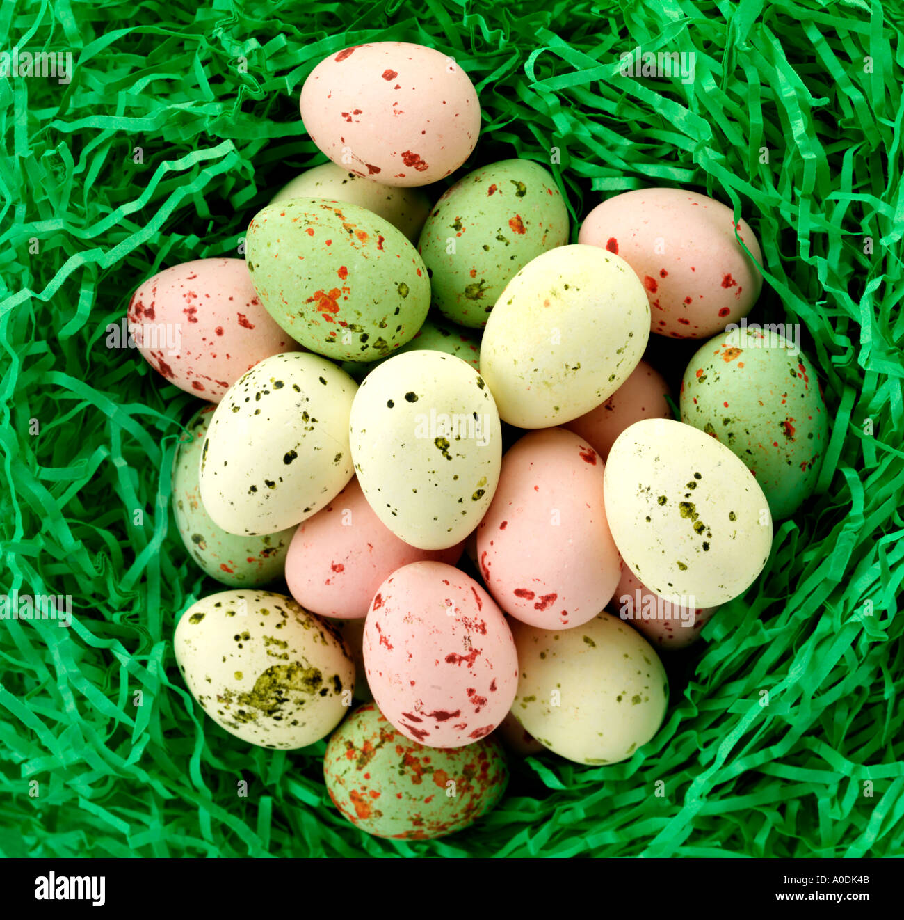 EASTER EGGS IN NEST Stock Photo
